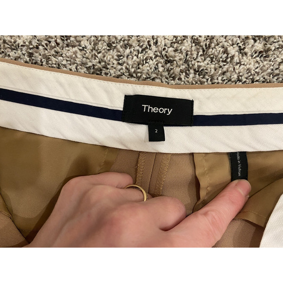 Theory Womens Size 2 Dress Pants Straight Tan Ankle Casual Office Career Slacks - Picture 5 of 10